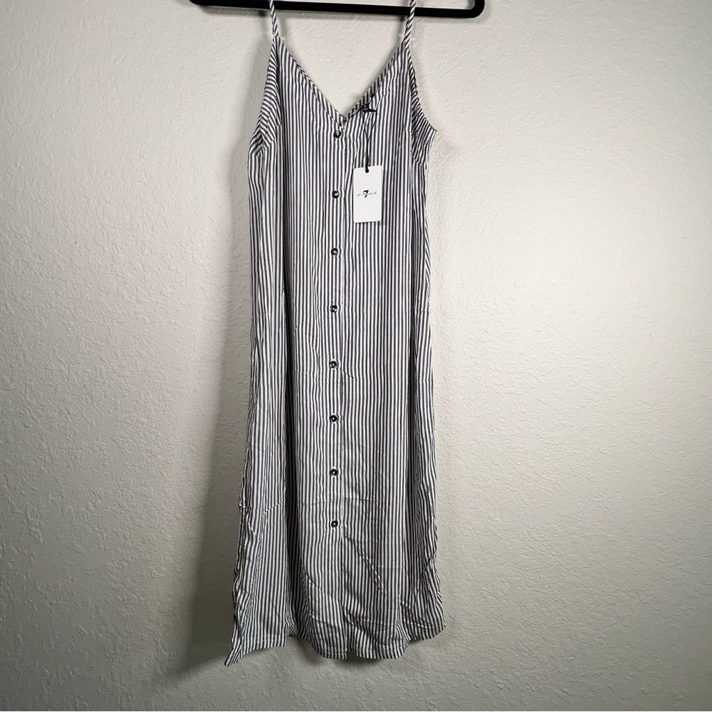 7 for all mankind midi dress 🔥NWT🔥 button front 🔥 stripes 🔥